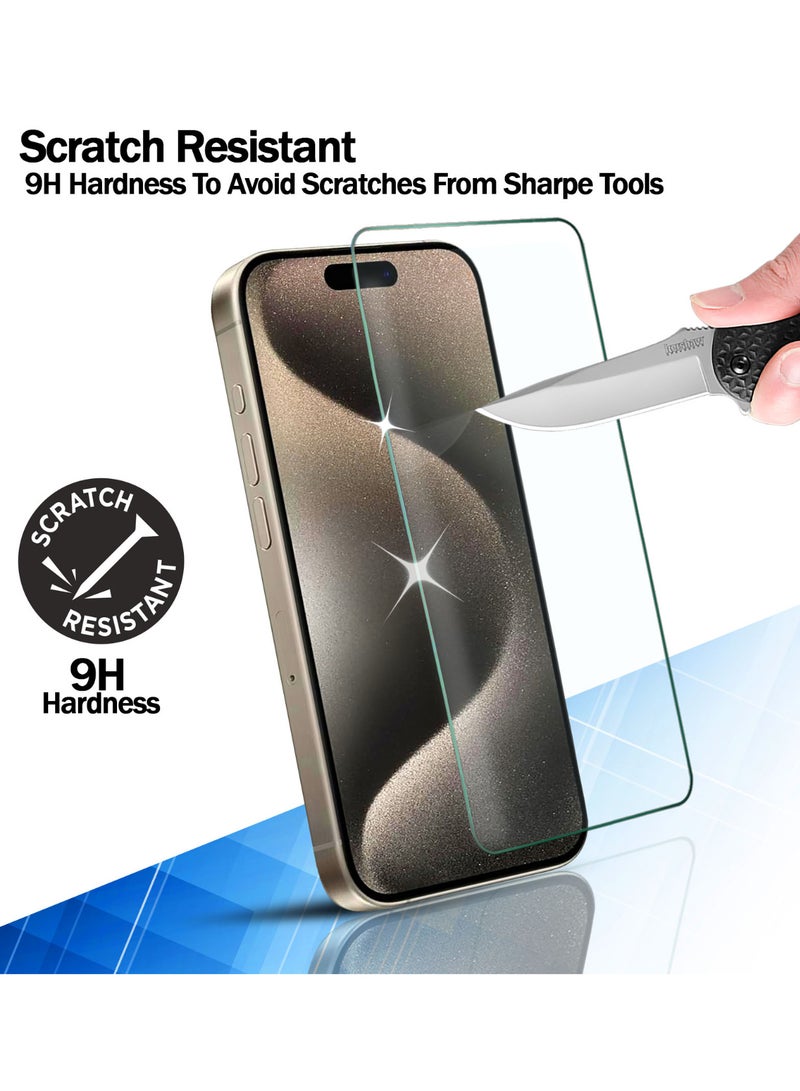 RKINC Screen Protector [2-Pack] for iPhone 15 / iPhone 15 Pro 6.1-Inch, Tempered Glass Film Screen Protector, 0.33mm [LifetimeWarranty][Bubble-Free][Anti-Scratch][Anti-Shatter] - Image 4